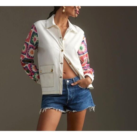 Vilagallo Jackets & Blazers - Anthropologie Vilagallo Olivia Sequin Crochet Sleeve Shirt Jacket Size S 38 6